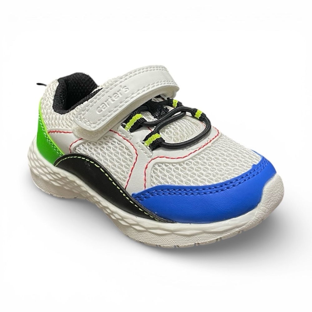 NWOT CARTER’S Sawyer Athletic Sneakers White/Blue/Green Toddler size 7